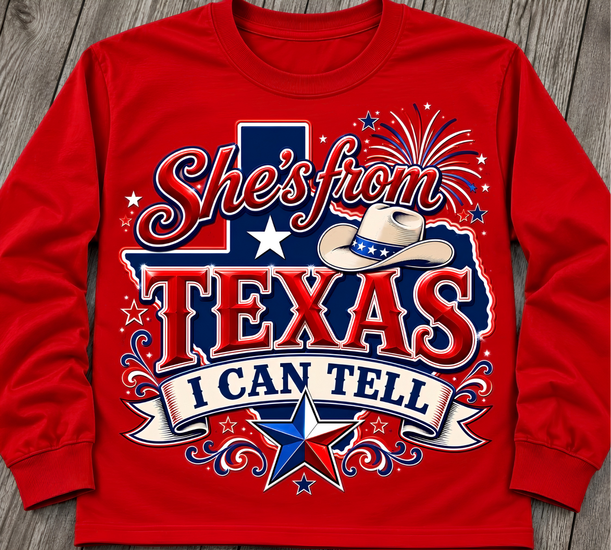 Long Sleeve Shirt- She's From Texas I Can Tell